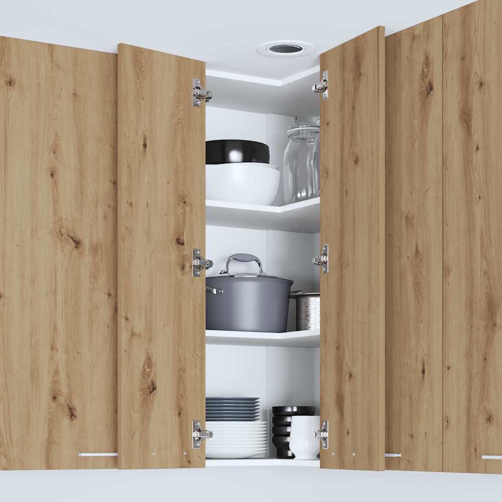 Hanging Cabinet Riga Artisan Oak and White 57 x 57 x 100 cm